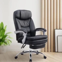 CLP Bureaustoel XL Troy chroom Frame - Kunstleer - zwart