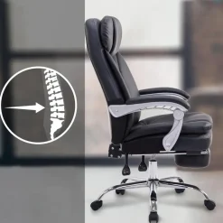 CLP Bureaustoel XL Troy chroom Frame - Kunstleer - zwart