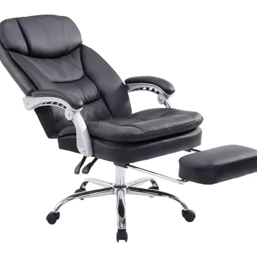 CLP Bureaustoel XL Troy chroom Frame - Kunstleer - zwart