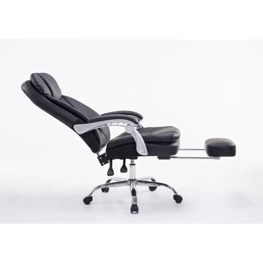 CLP Bureaustoel XL Troy chroom Frame - Kunstleer - zwart