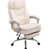 Bureaustoelen|Bureaustoelen-CLP Bureaustoel XL Troy chroom Frame - Kunstleer - creme