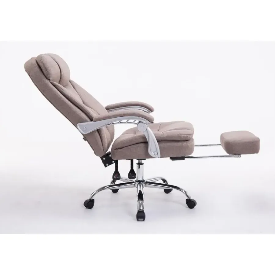 Bureaustoelen|Bureaustoelen-CLP Bureaustoel XL Troy chroom Frame - Stof - taupe