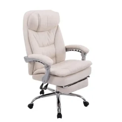 CLP Bureaustoel XL Troy chroom Frame - Stof - creme