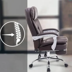CLP Bureaustoel XL Troy chroom Frame - Kunstleer - bruin
