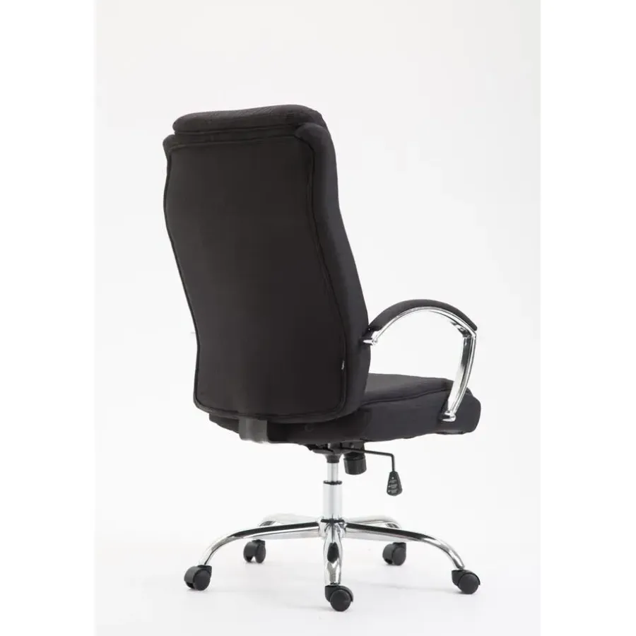 Bureaustoelen|Bureaustoelen-CLP Bureaustoel XL Vaud chroom Frame - Stof - zwart