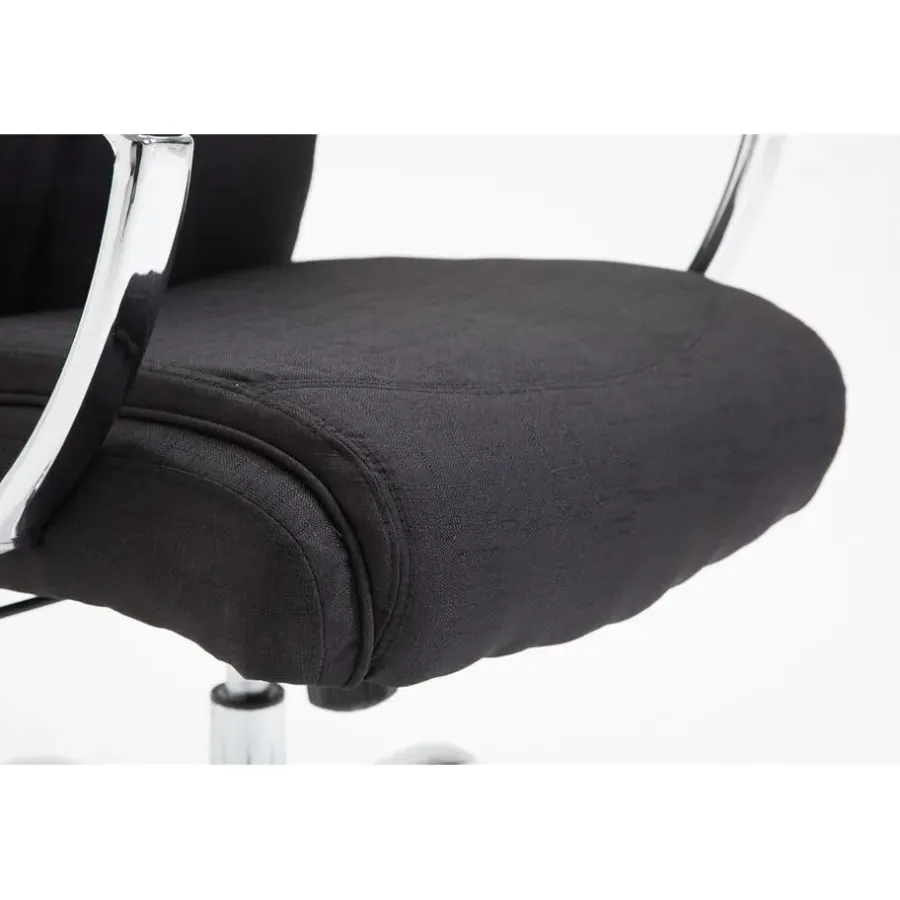 Bureaustoelen|Bureaustoelen-CLP Bureaustoel XL Vaud chroom Frame - Stof - zwart