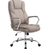 Bureaustoelen|Bureaustoelen-CLP Bureaustoel XXL Xanthos chroom Frame - Stof - taupe
