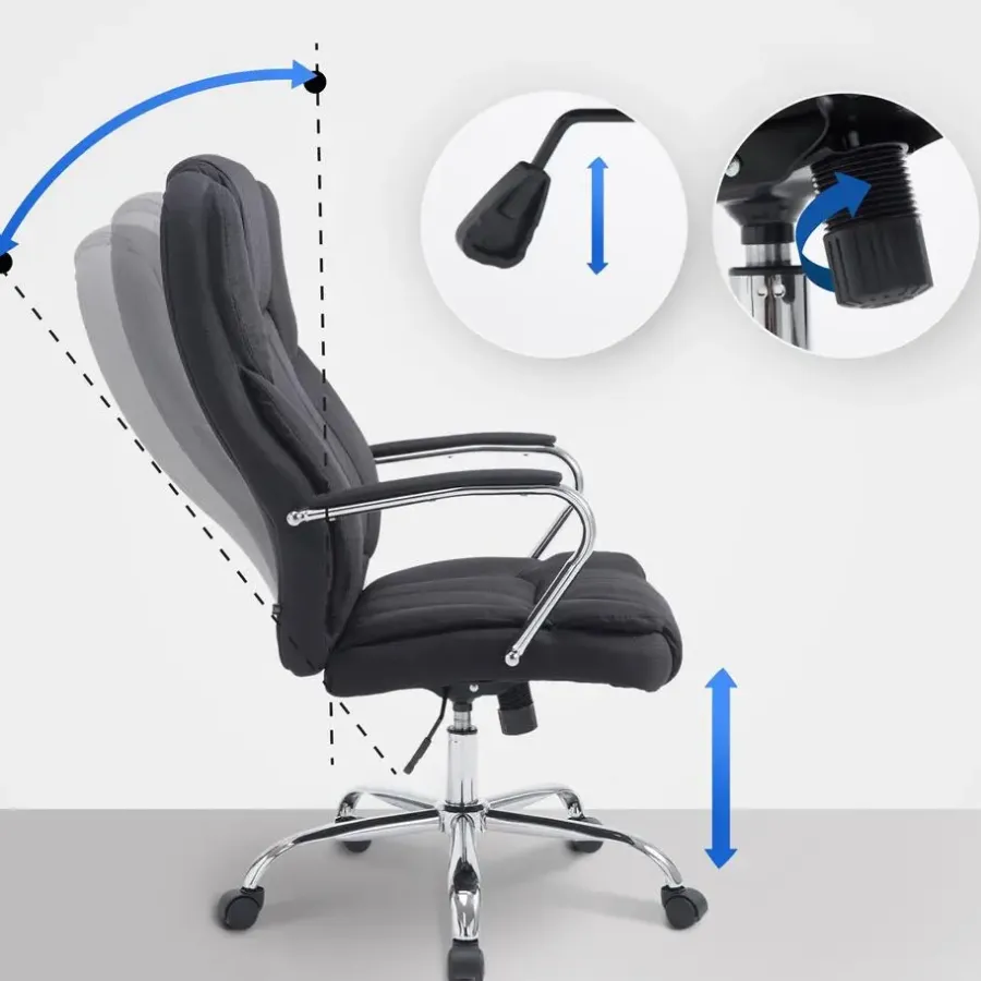 CLP Bureaustoel XXL Xanthos chroom Frame - Stof - zwart
