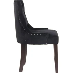 Eetkamerstoelen-CLP Eetkamerstoel Aberdeen antiek Frame - Fluweel - zwart