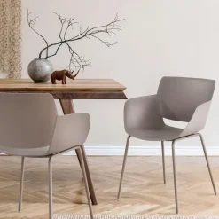 Eetkamerstoelen-CLP Eetkamerstoel Alpena Kunststof - taupe