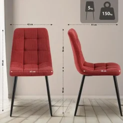 Eetkamerstoelen-CLP Eetkamerstoel Antibes zwart Frame - Ribstof - bordeauxrood