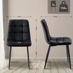 Eetkamerstoelen-CLP Eetkamerstoel Antibes zwart Frame - Fluweel - zwart