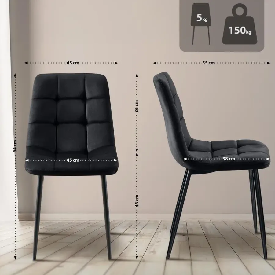 Eetkamerstoelen-CLP Eetkamerstoel Antibes zwart Frame - Fluweel - zwart