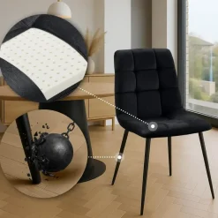 Eetkamerstoelen-CLP Eetkamerstoel Antibes zwart Frame - Fluweel - zwart