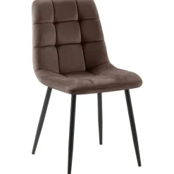 Eetkamerstoelen-CLP Eetkamerstoel Antibes zwart Frame - Fluweel - bruin
