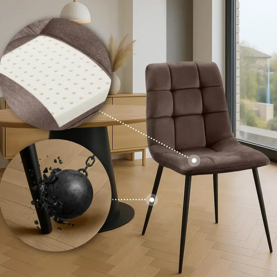 Eetkamerstoelen-CLP Eetkamerstoel Antibes zwart Frame - Fluweel - bruin