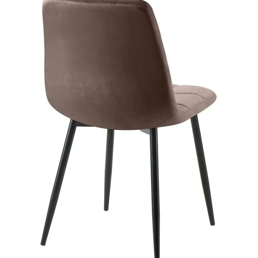 Eetkamerstoelen-CLP Eetkamerstoel Antibes zwart Frame - Fluweel - bruin
