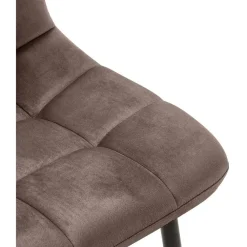 Eetkamerstoelen-CLP Eetkamerstoel Antibes zwart Frame - Fluweel - bruin