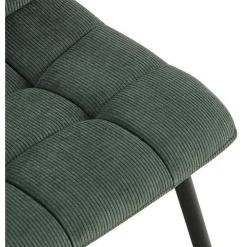 CLP Eetkamerstoel Antibes zwart Frame - Ribstof - groen