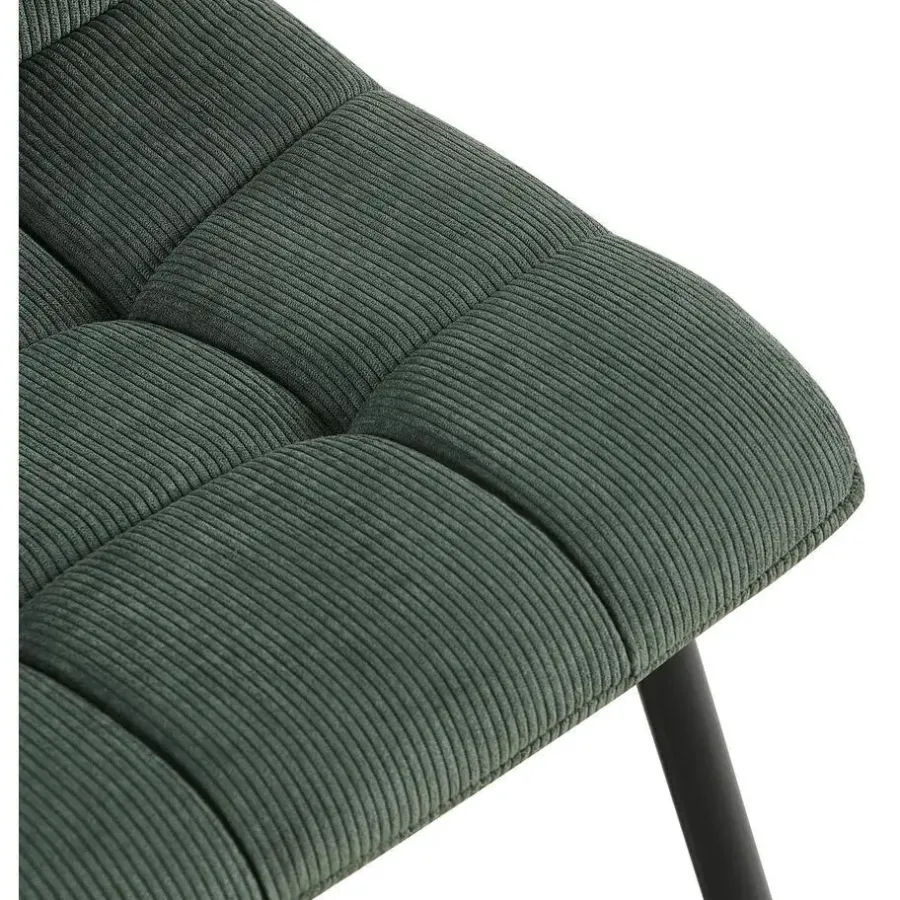 CLP Eetkamerstoel Antibes zwart Frame - Ribstof - groen