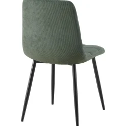 CLP Eetkamerstoel Antibes zwart Frame - Ribstof - groen