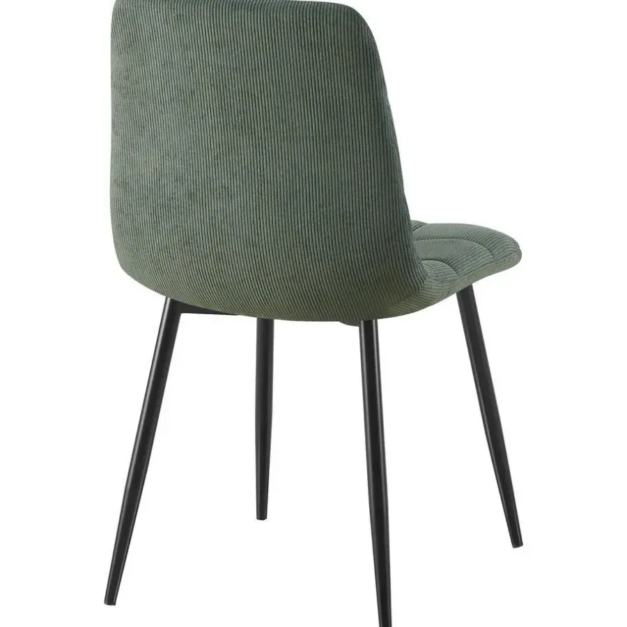 CLP Eetkamerstoel Antibes zwart Frame - Ribstof - groen