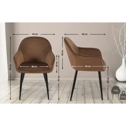 Eetkamerstoelen-CLP Eetkamerstoel Boise mat zwart Frame - Fluweel - bruin