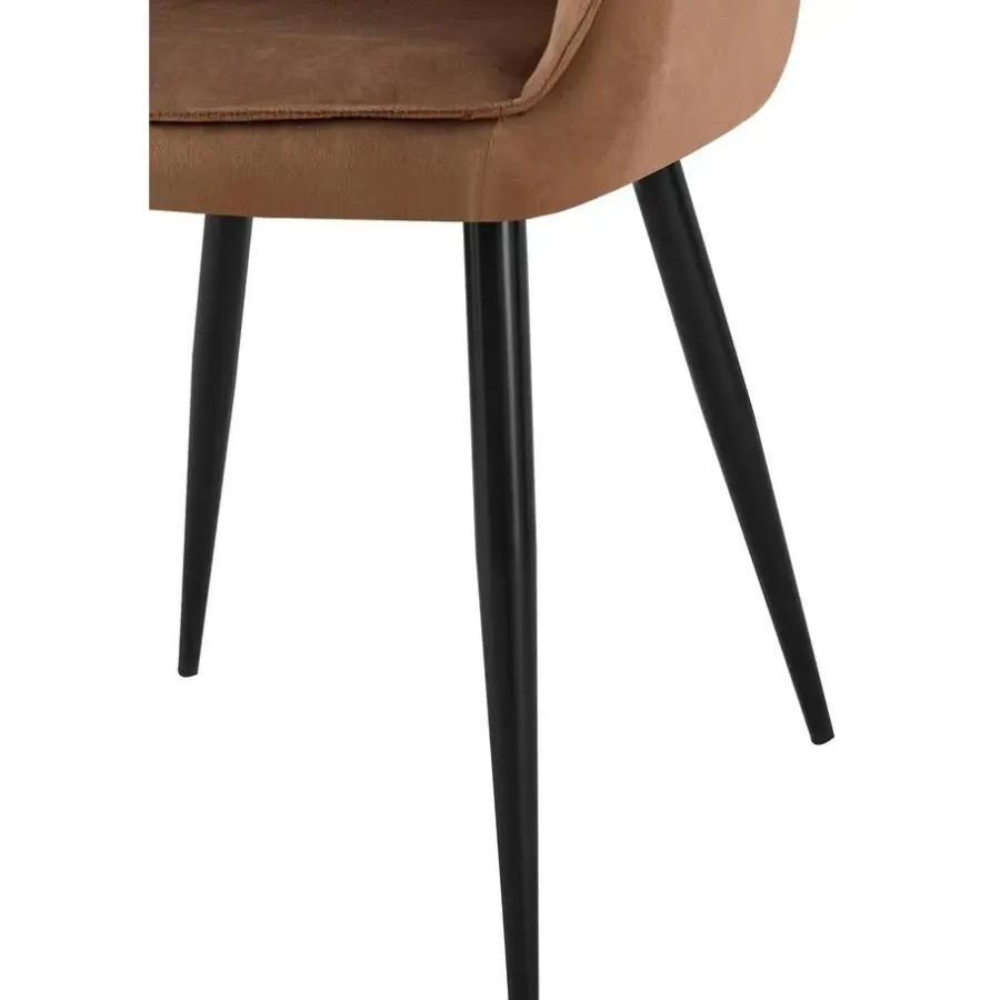 Eetkamerstoelen-CLP Eetkamerstoel Boise mat zwart Frame - Fluweel - bruin