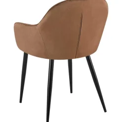 Eetkamerstoelen-CLP Eetkamerstoel Boise mat zwart Frame - Fluweel - bruin