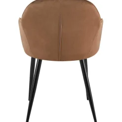 Eetkamerstoelen-CLP Eetkamerstoel Boise mat zwart Frame - Fluweel - bruin