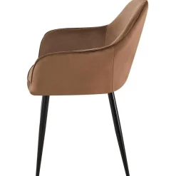 Eetkamerstoelen-CLP Eetkamerstoel Boise mat zwart Frame - Fluweel - bruin