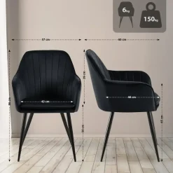 Eetkamerstoelen-CLP Eetkamerstoel Cheryl zwart Frame - Metaal - zwart