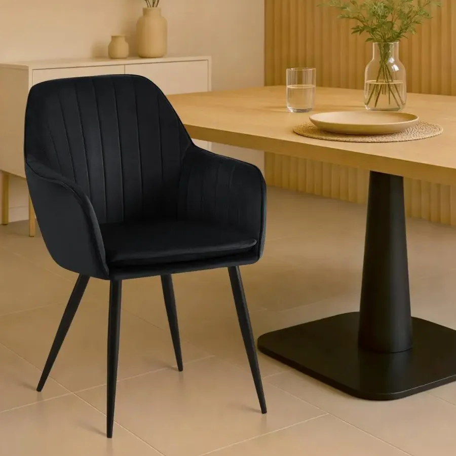 Eetkamerstoelen-CLP Eetkamerstoel Cheryl zwart Frame - Metaal - zwart
