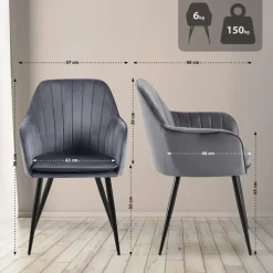 Eetkamerstoelen-CLP Eetkamerstoel Cheryl zwart Frame - Metaal - donkergrijs
