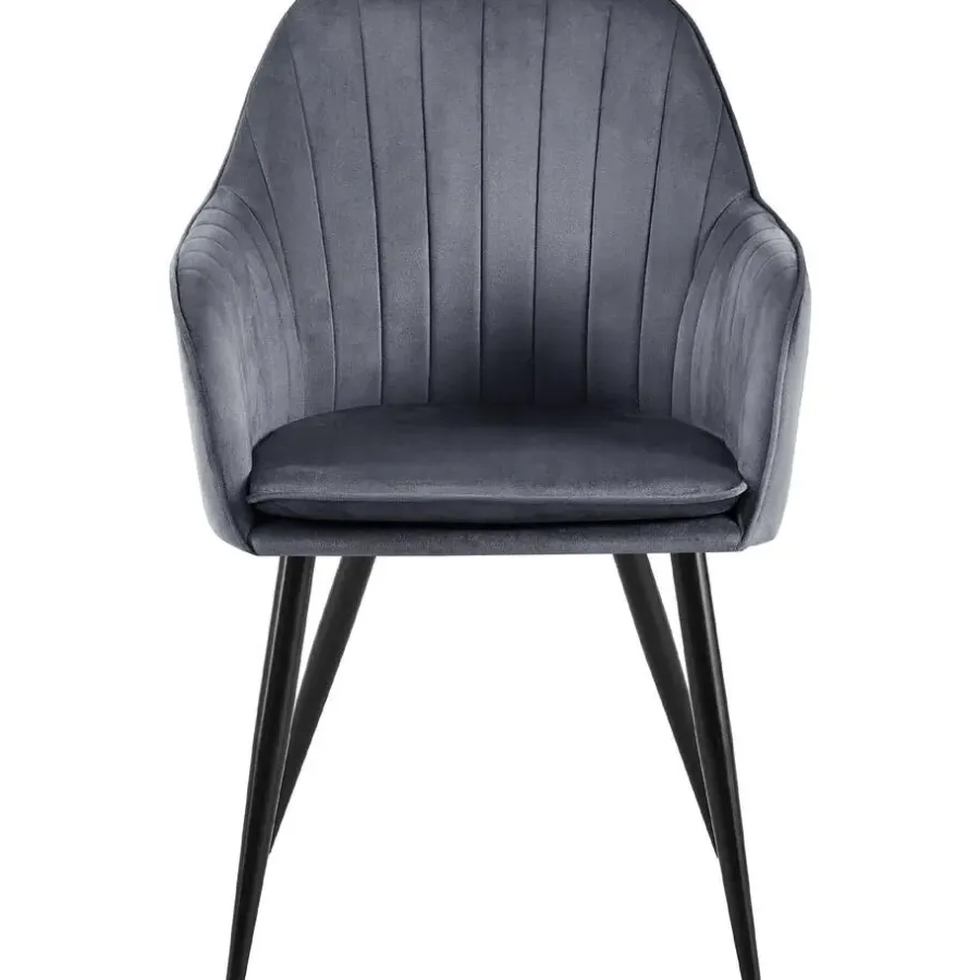 Eetkamerstoelen-CLP Eetkamerstoel Cheryl zwart Frame - Metaal - donkergrijs