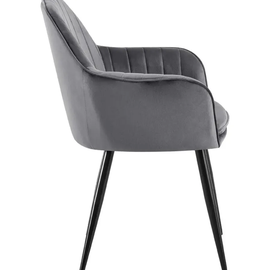 Eetkamerstoelen-CLP Eetkamerstoel Cheryl zwart Frame - Metaal - donkergrijs