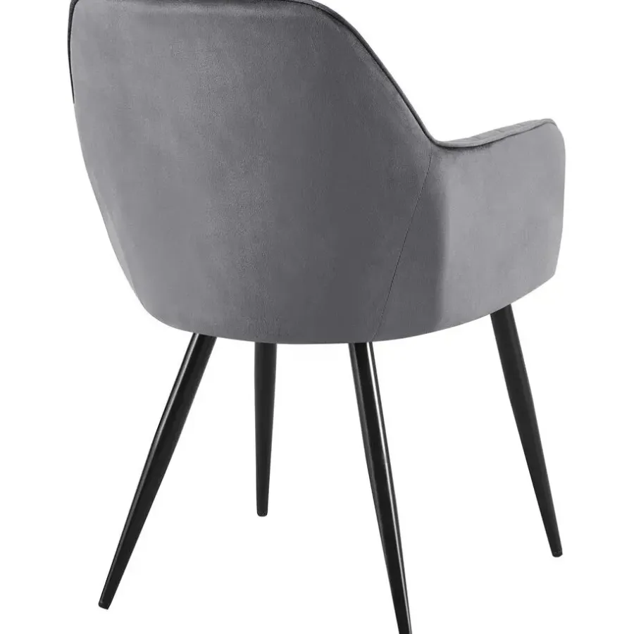 Eetkamerstoelen-CLP Eetkamerstoel Cheryl zwart Frame - Metaal - donkergrijs