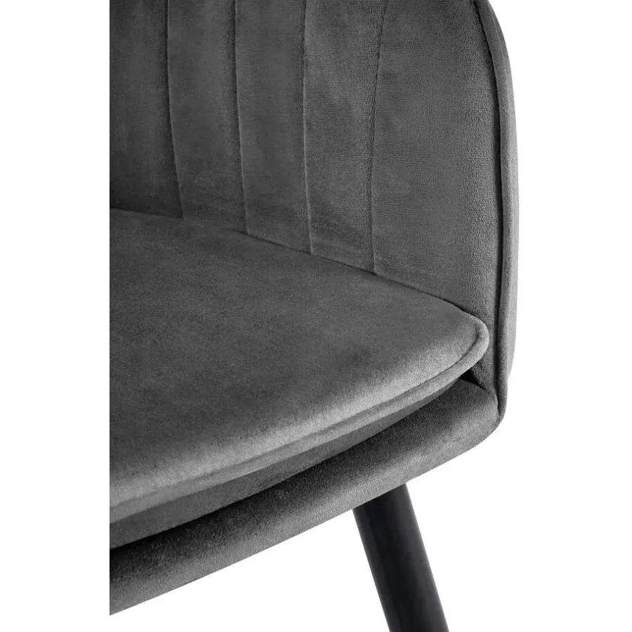 Eetkamerstoelen-CLP Eetkamerstoel Cheryl zwart Frame - Metaal - donkergrijs