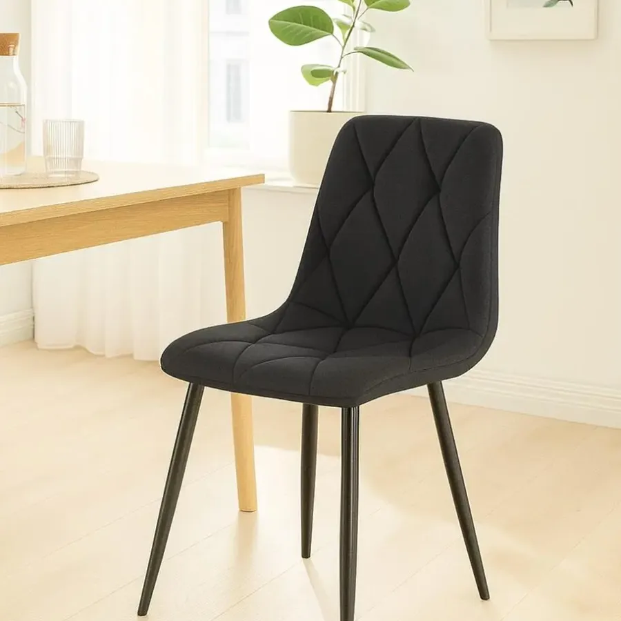 CLP Eetkamerstoel Clairton zwart Frame - Stof - zwart