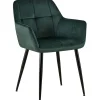 Eetkamerstoelen-CLP Eetkamerstoel Emia zwart Frame - Fluweel - groen