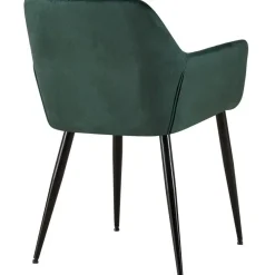 Eetkamerstoelen-CLP Eetkamerstoel Emia zwart Frame - Fluweel - groen