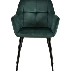 Eetkamerstoelen-CLP Eetkamerstoel Emia zwart Frame - Fluweel - groen