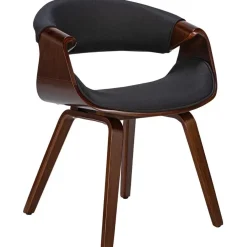 Eetkamerstoelen-CLP Eetkamerstoel Foley walnoot Frame - Stof - walnoot/zwart