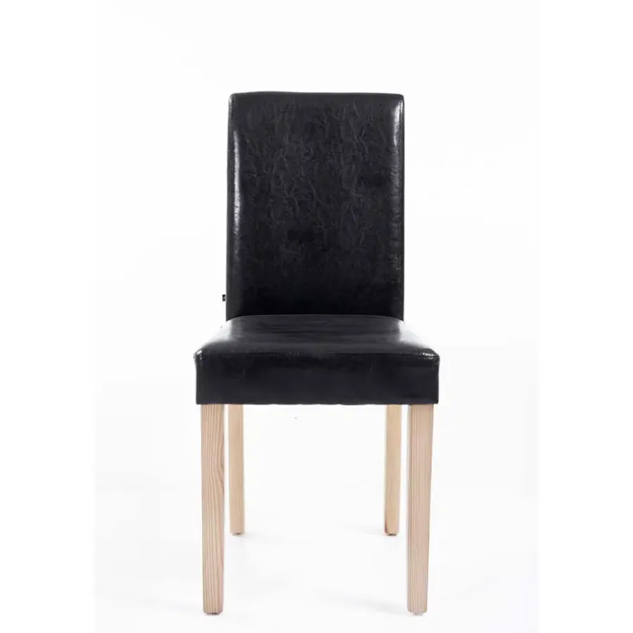 Eetkamerstoelen-CLP Eetkamerstoel Ina natura Frame - Kunstleer - zwart