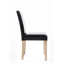 Eetkamerstoelen-CLP Eetkamerstoel Ina natura Frame - Kunstleer - zwart