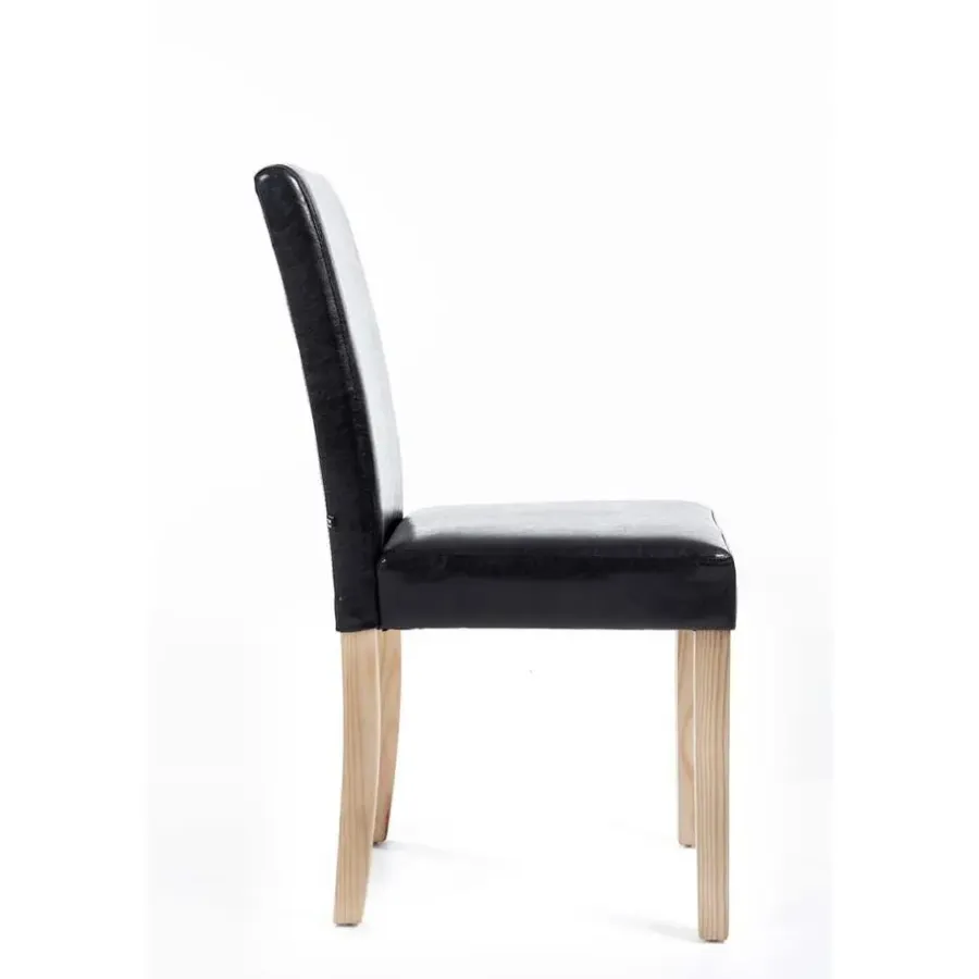 Eetkamerstoelen-CLP Eetkamerstoel Ina natura Frame - Kunstleer - zwart