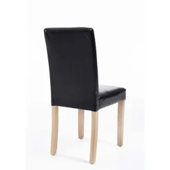 Eetkamerstoelen-CLP Eetkamerstoel Ina natura Frame - Kunstleer - zwart
