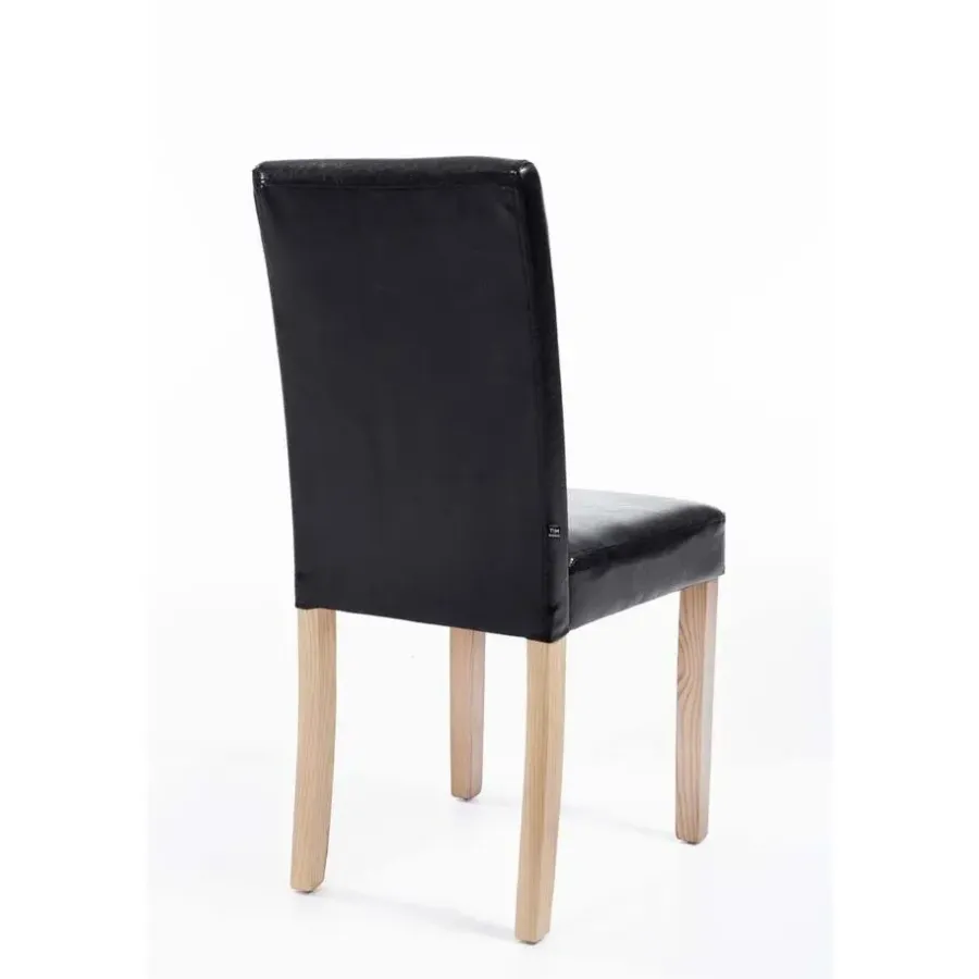 Eetkamerstoelen-CLP Eetkamerstoel Ina natura Frame - Kunstleer - zwart