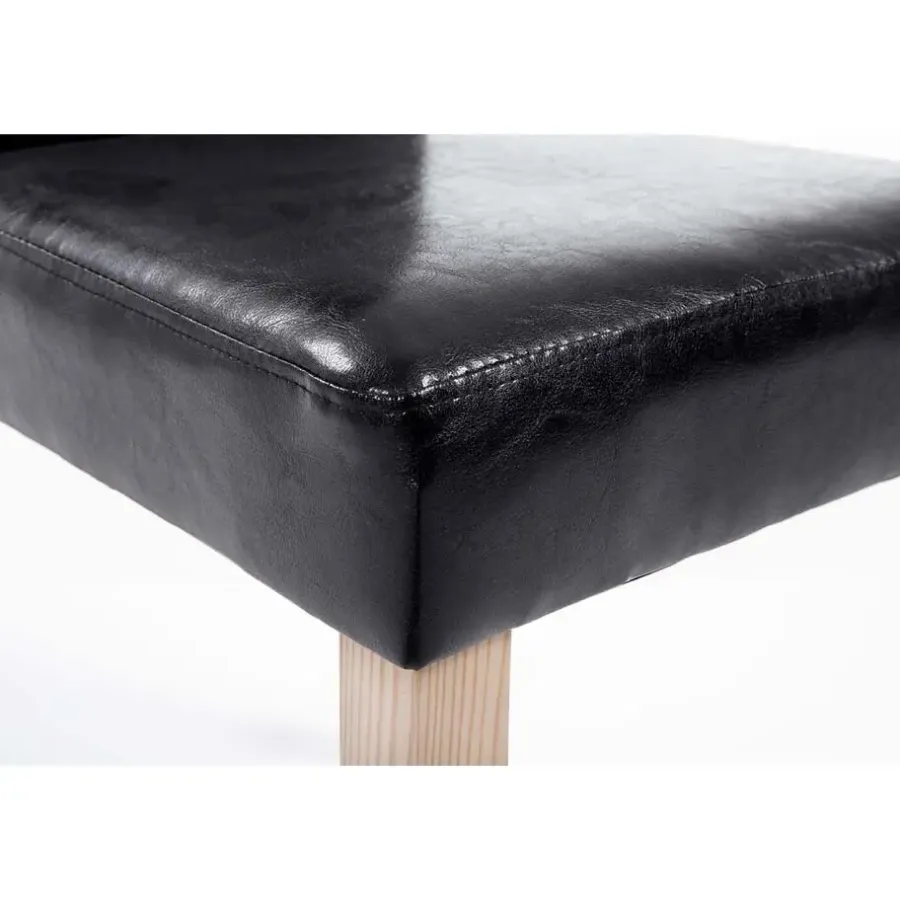 Eetkamerstoelen-CLP Eetkamerstoel Ina natura Frame - Kunstleer - zwart