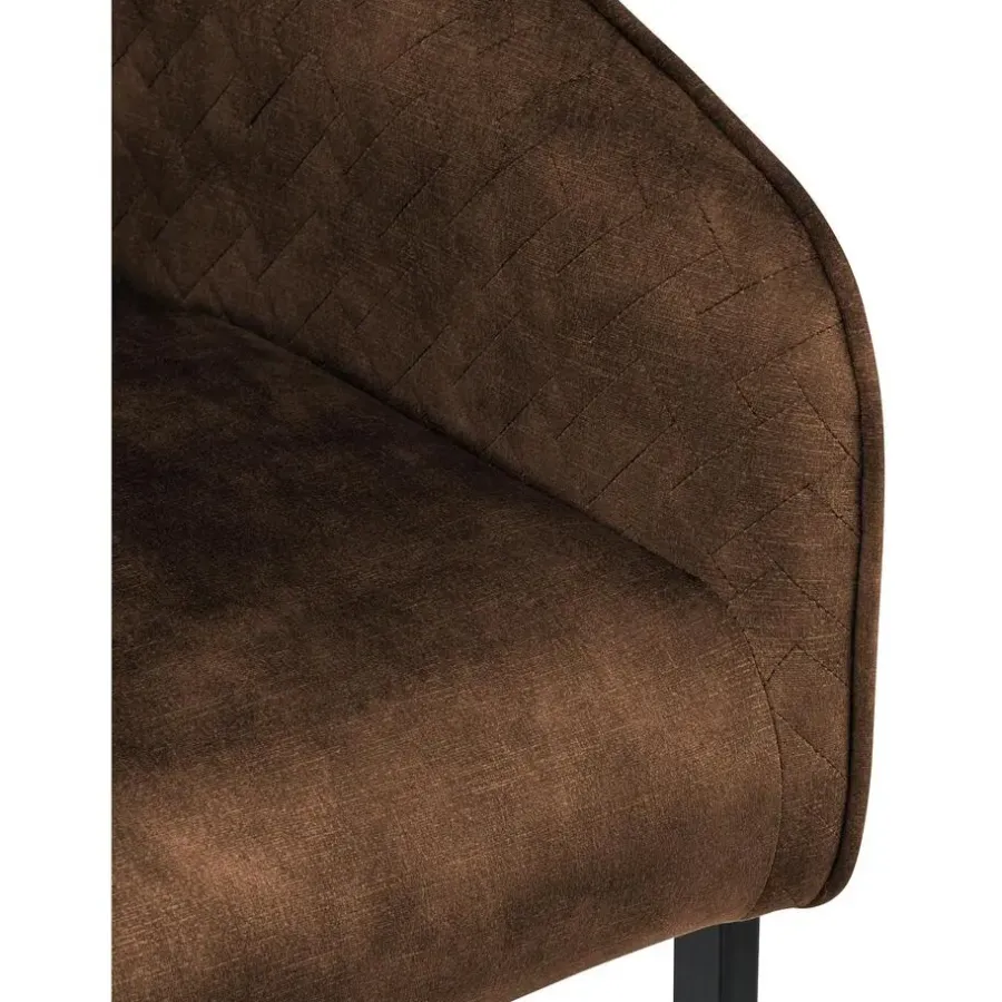 Eetkamerstoelen-CLP Eetkamerstoel Jarik zwart Frame - Fluweel - koffie
